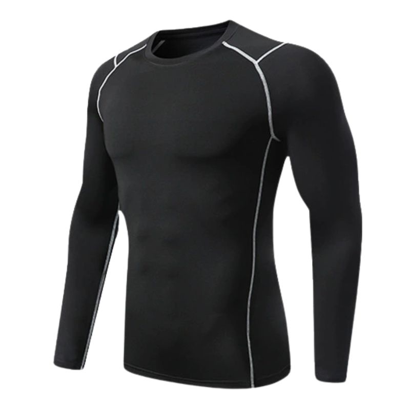 GARSIL - Camiseta Primera Capa Hombre Termica Algodon Negro Entrenamiento