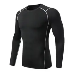 GARSIL - Camiseta Primera Capa Hombre Termica Algodon Negro Entrenamiento