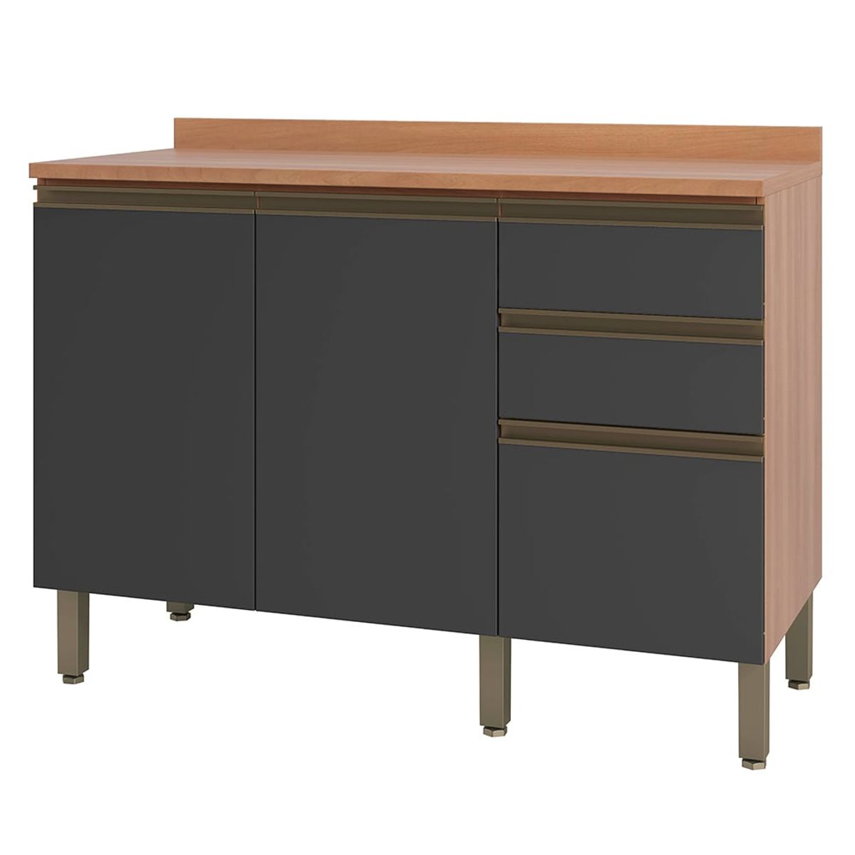 ROCA - Base de cocina Macadamia con cubierta Canela- grafito