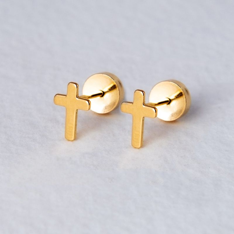 JOYAS PATRICIO LILLO - Aro CRUZ de oro abridores 18k