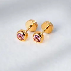 JOYAS PATRICIO LILLO - Aro BOTON ROSA de oro abridores 18k