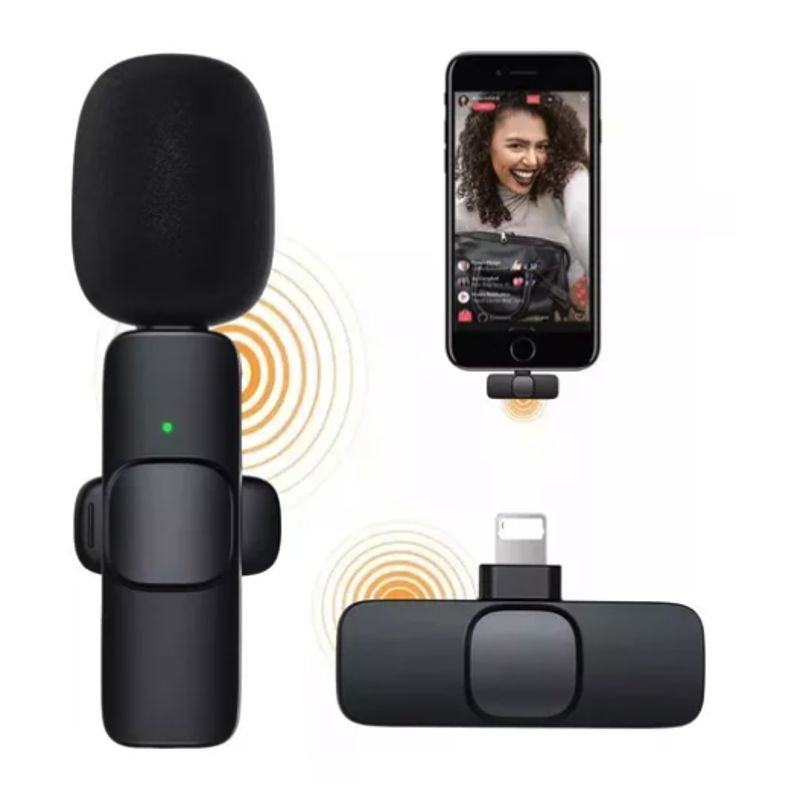 GENERICO - Micrófono Solapa Inalámbrico Lightning Usb-c Pc Celular K8