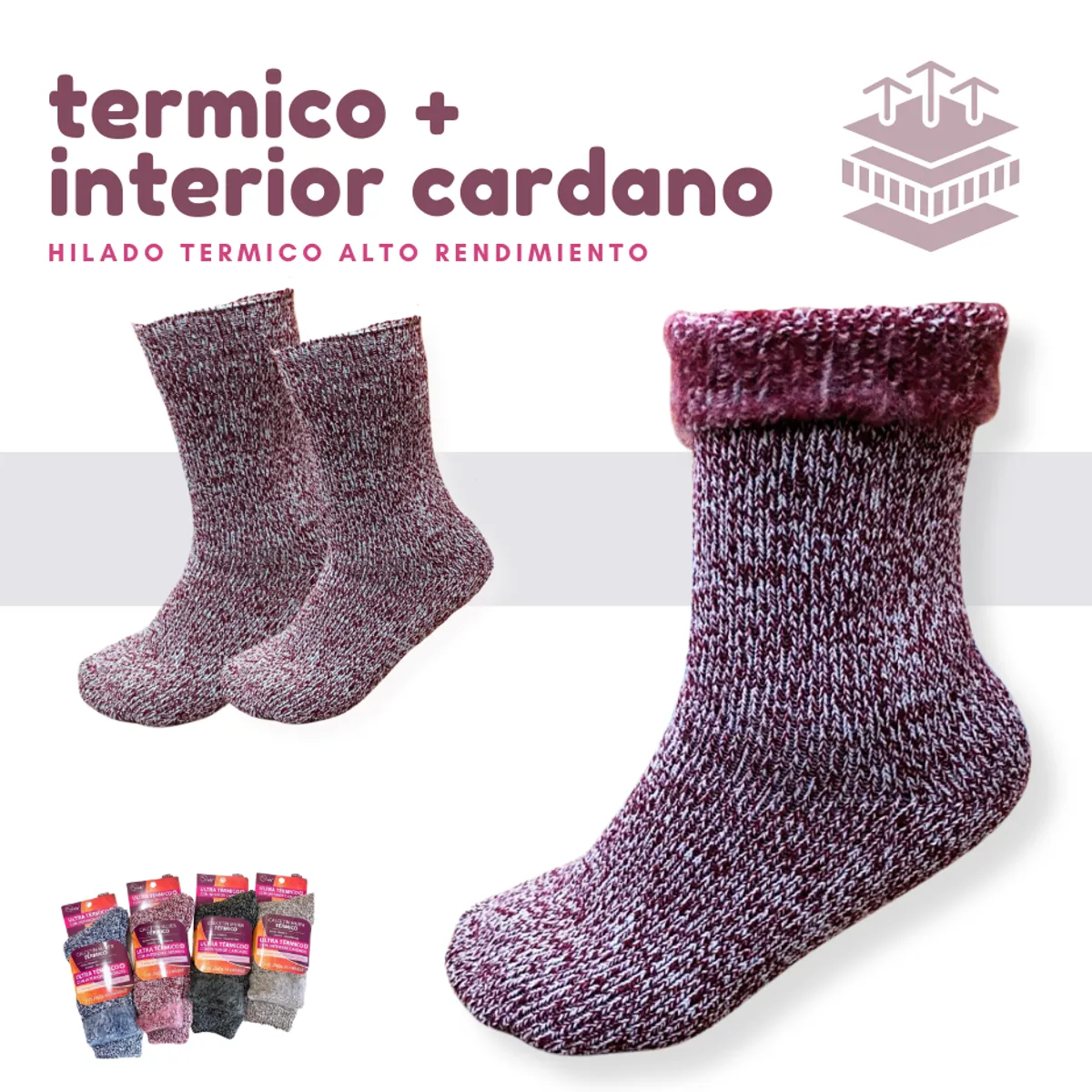 GARSIL - Pack 2 Calcetin Ultra Termico De Invierno Interior Cardado Suave