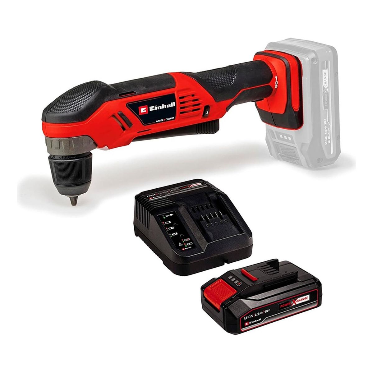 EINHELL - Kit Taladro Angular Einhell Te-ad 18 + Carg Y Bat 25 Ah