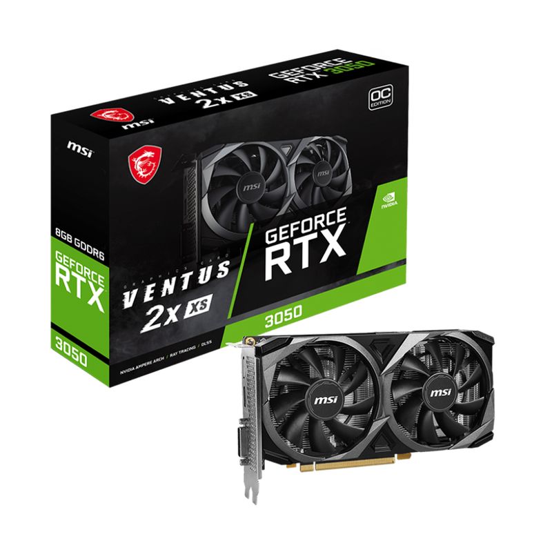 MSI - Tarjeta de Video MSI RTX 3050 Ventus 2X XS 8G OC GDDR6 128b
