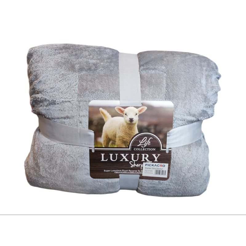 GENERICO - Frazada Plush con Sherpa Chiporro Reversible 2plazas