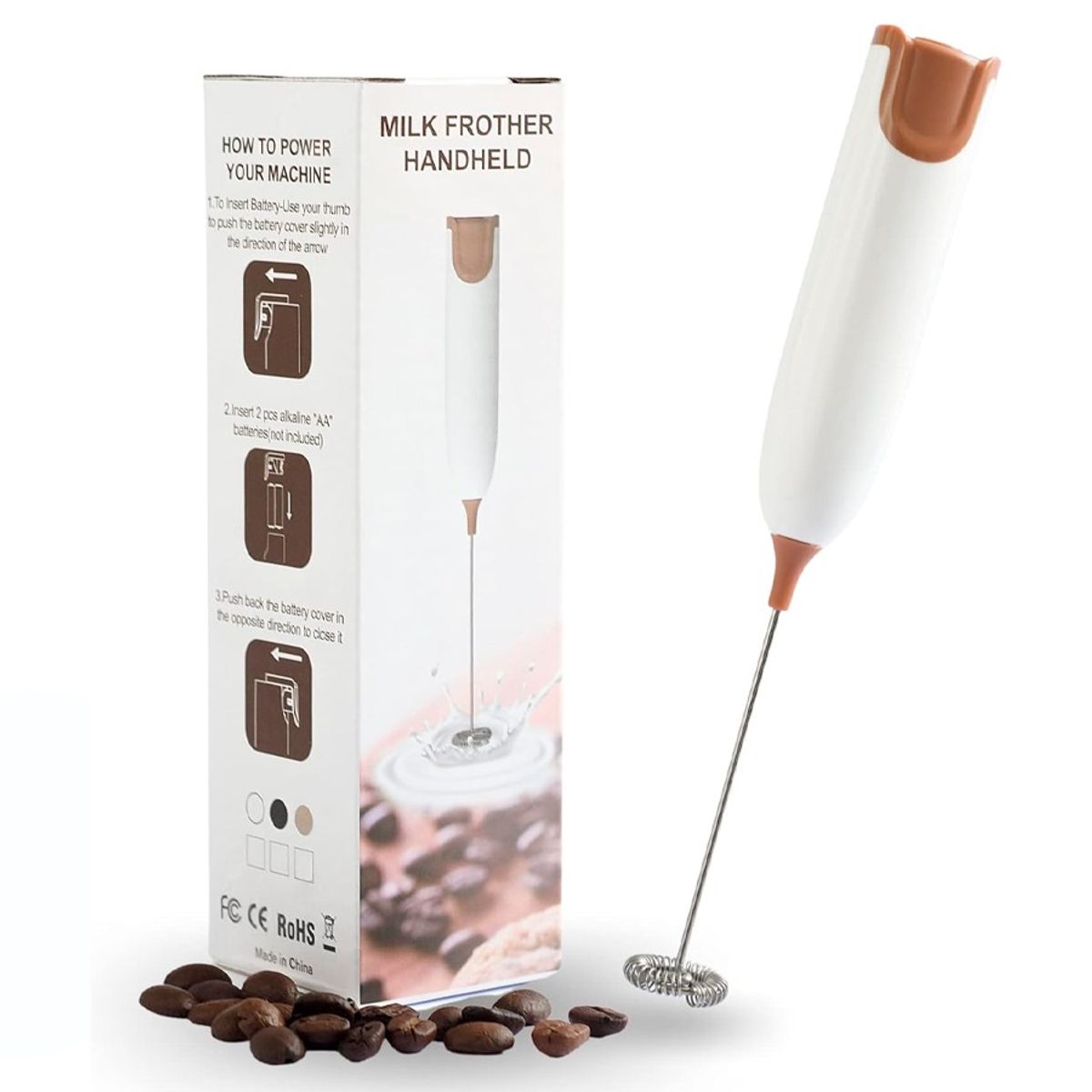 GENERICO - Batidora De Mano Espumador De Leche Portátil De Acero Inoxidable