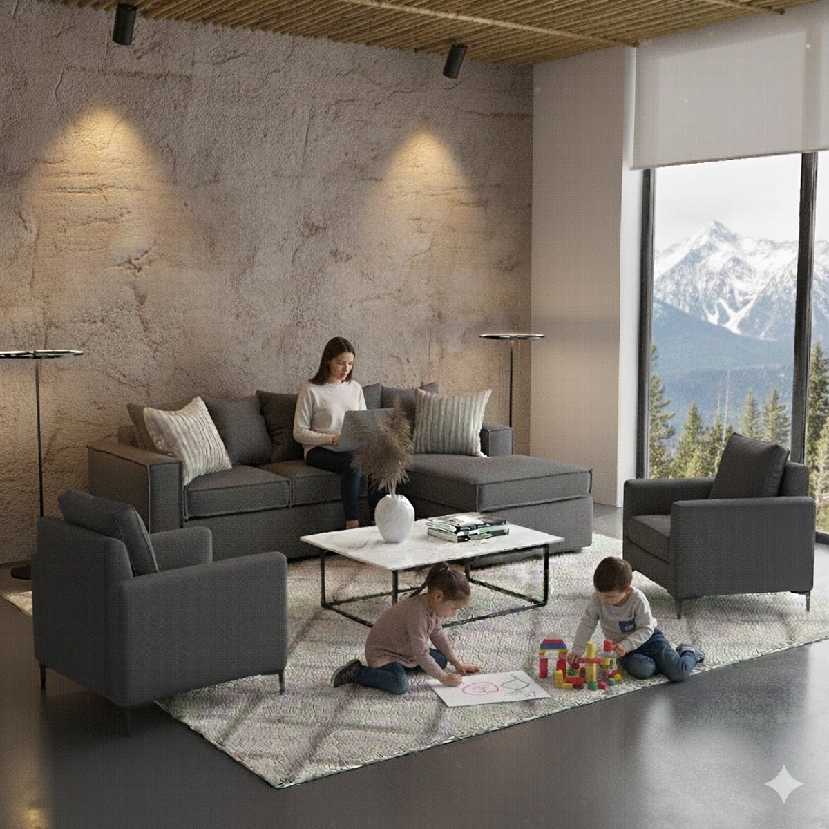 SITIAL HOME - Living 311 Lehmann Marengo Seccional + 2 poltronas resortes f comfort