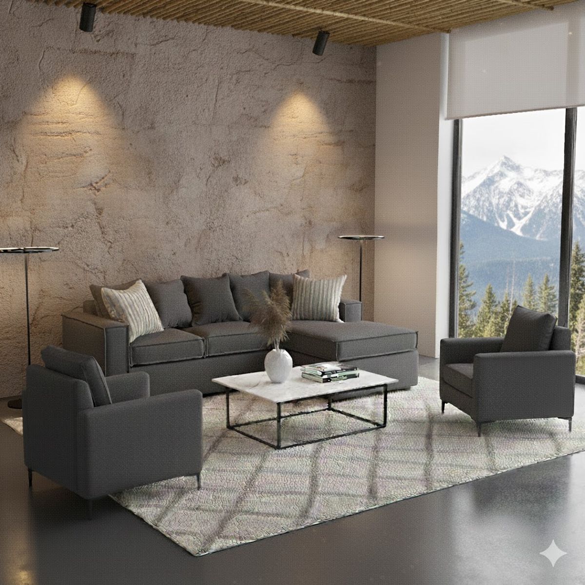 SITIAL HOME - Living 311 Lehmann Marengo Seccional + 2 poltronas resortes f comfort