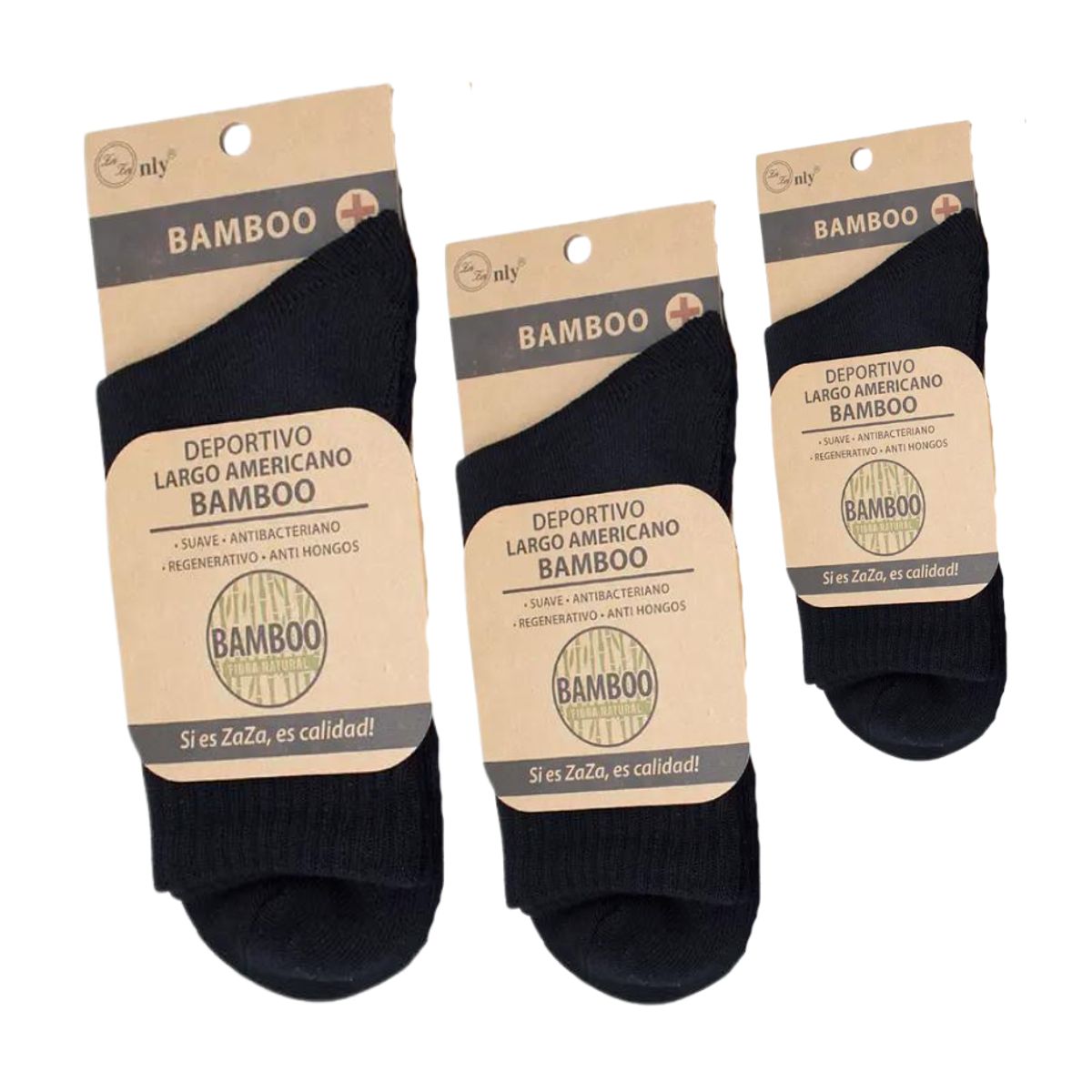 GARSIL - Calcetín  Largo  Bambú Negro Deportivos Pack 3