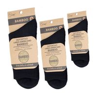 Calcetín Largo Bambú Negro Deportivos Pack 3