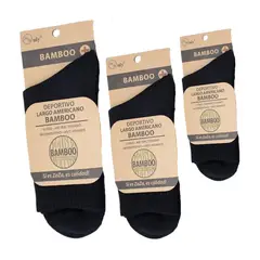 GARSIL - Calcetín Largo Bambú Negro Deportivos Pack 3