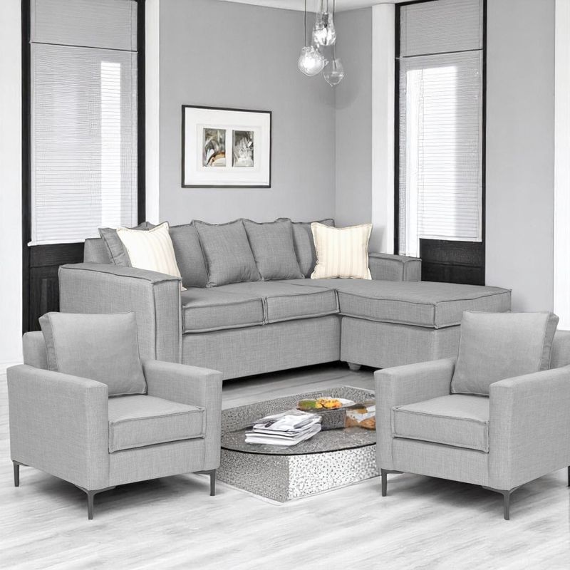 SITIAL HOME - Living 311 Lehmann Gris claro Seccional + 2 poltronas resortes
