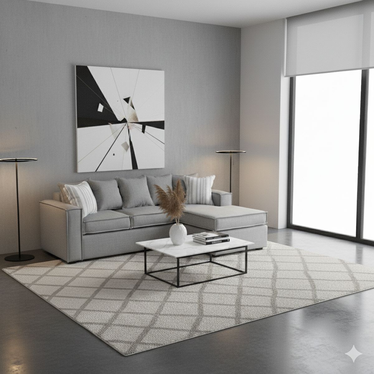 SITIAL HOME - Living 311 Lehmann Gris claro Seccional + 2 poltronas resortes