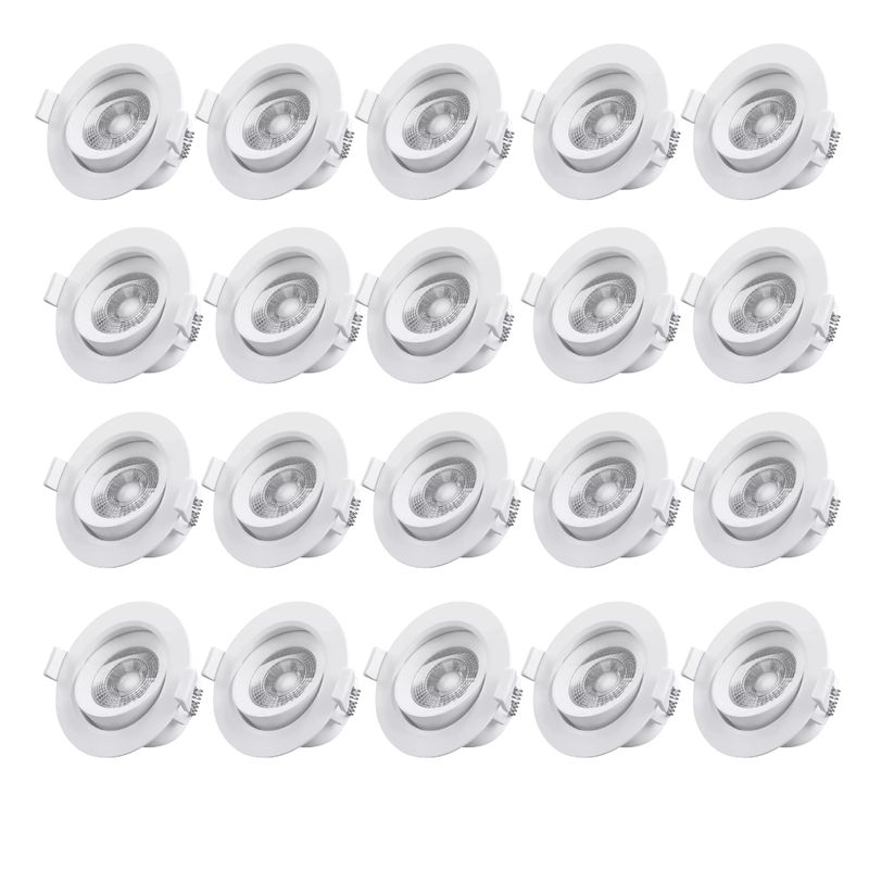 WANT - 20 Focos Spot Embutido Led Redondo 6.5w 6500k Luz Fría