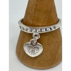 GENERICO - Anillo Plata 925 Circones Cristal Colgante Corazón Talla 7