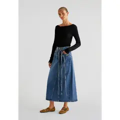 SCALPERS - Falda Midi Denim Lazadas