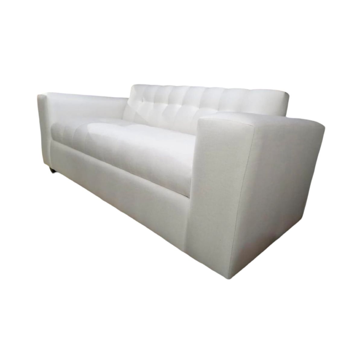 MUEBLES NEW - SOFA TRES CUERPOS BLANCO ECOCUERO