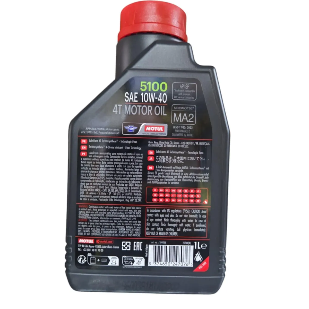MOTUL - Aceite De Moto 10w 40 5100 Semi Sintetico Motul 4t 1l