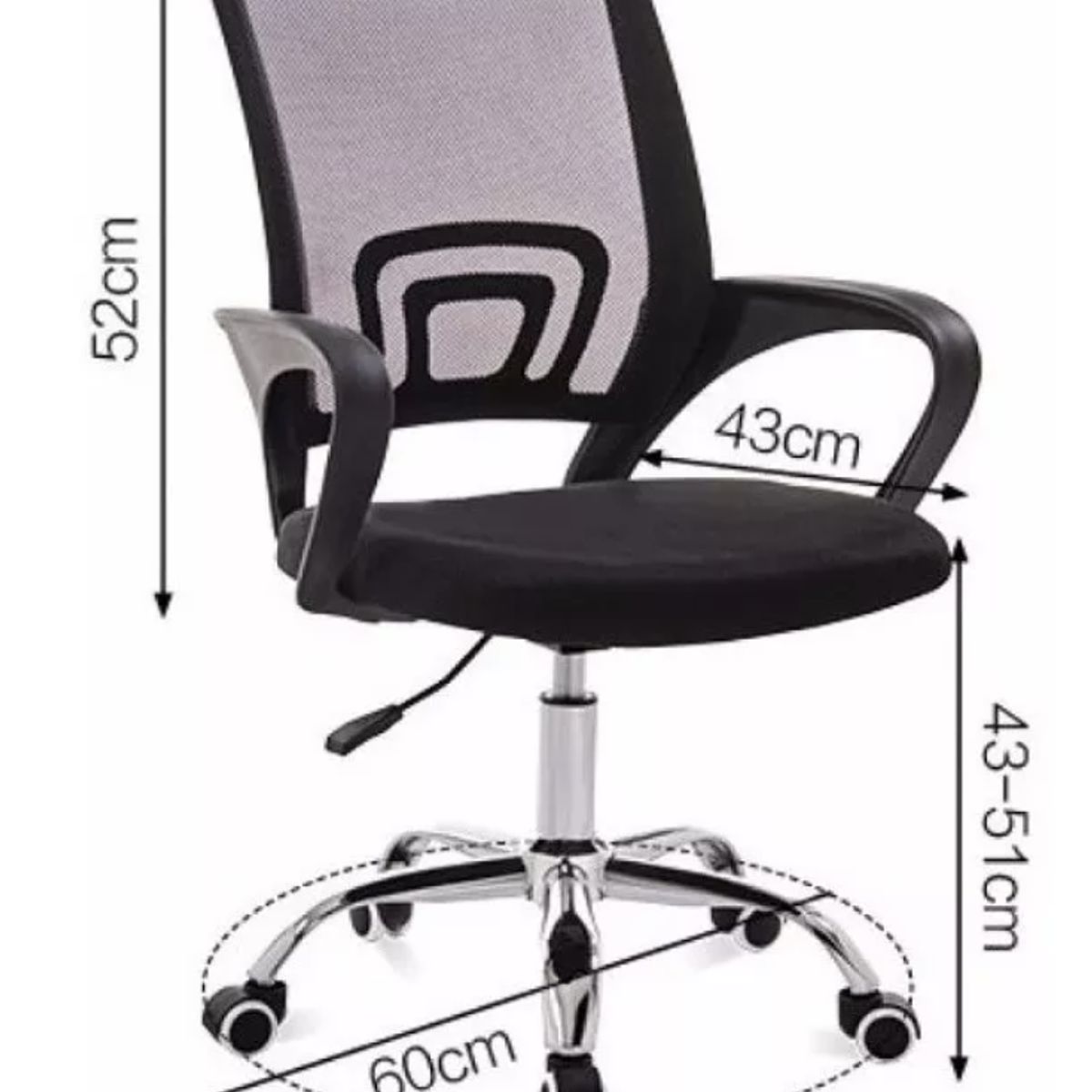 DALI - Silla de escritorio  ergonómica negra con tapizado de malla