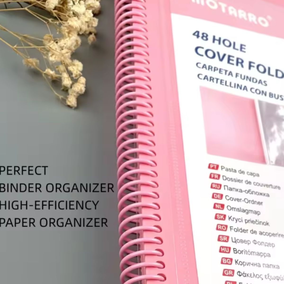 MOTARRO - Carpeta Archivadora Anillada A4 Con 20 Fundas Transparentes