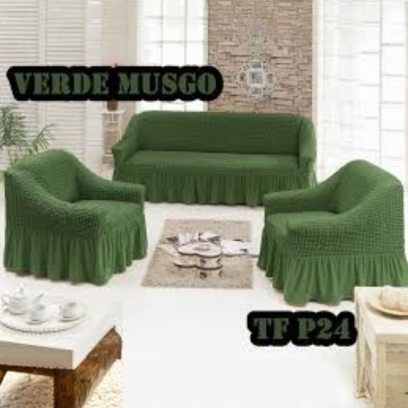 ANGELES DEL HOGAR - CUBRESILLONES FUNDAS PARA SOFA TURCOS JUEGO COMPLETO 3+1+1.