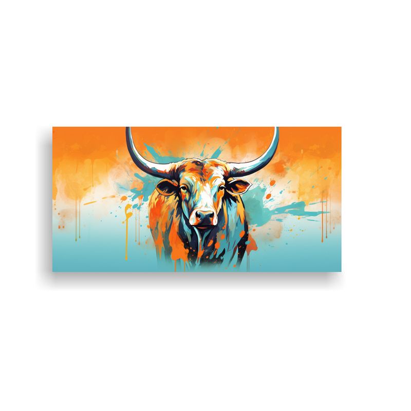 GENERICO - Cuadro Lienzo Belleza Natural Vaca Longhorn En 60x30 Cm