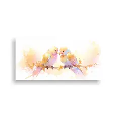 GENERICO - Cuadro En Lienzo Arte Gráfico Lovebirds En 100x50 Cm