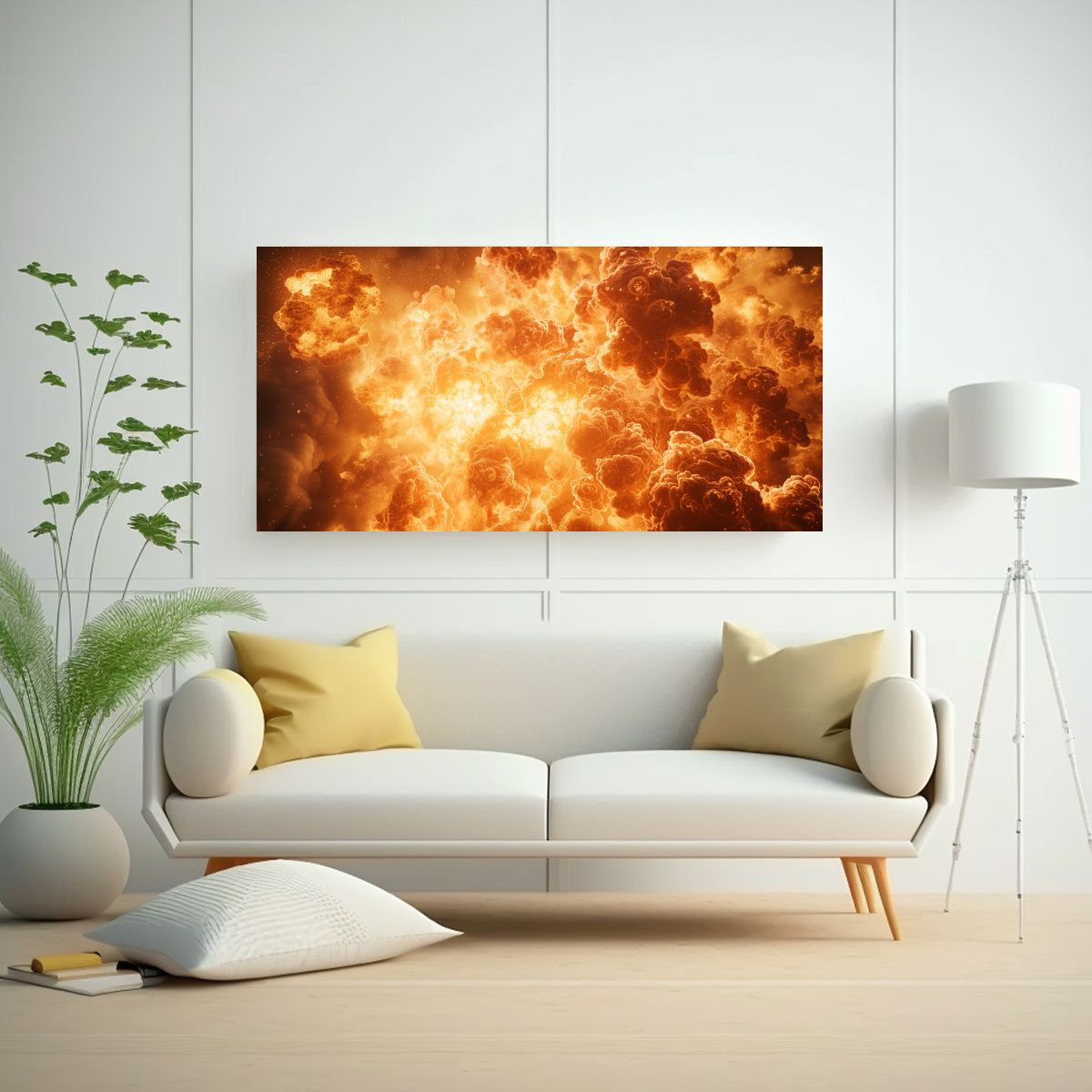 GENERICO - Pintura Mural Vintage: Explosión De Fuego 100x50 Cm