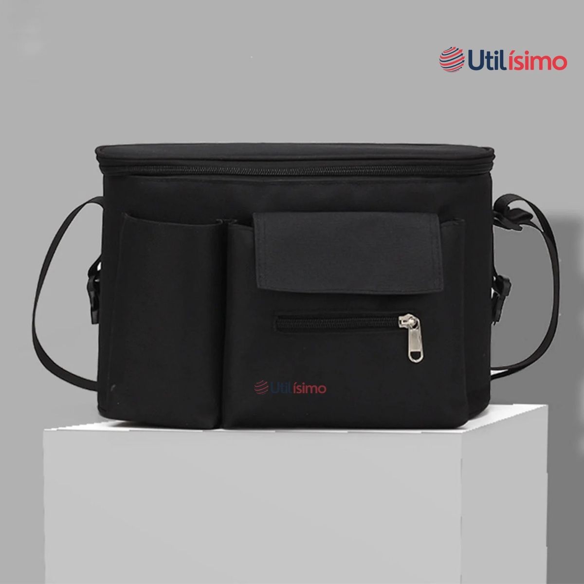 UTILISIMO - Bolso Maternal Mochila Para Coche Pañalera Bebé Mamá Negro