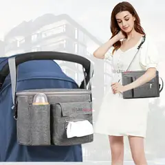 UTILISIMO - Bolso Maternal Mochila Para Coche Pañalera Bebé Mamá Gris
