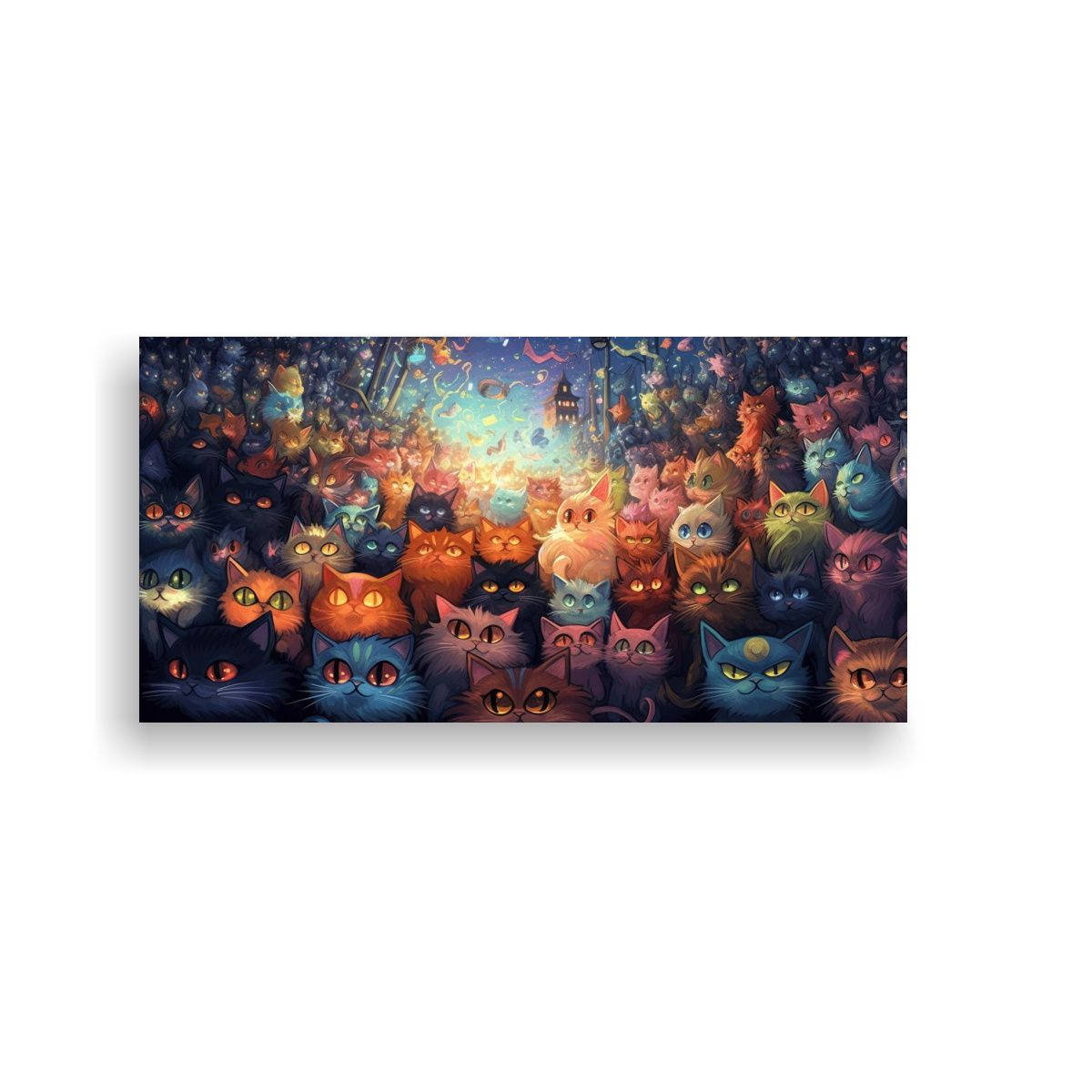 GENERICO - Cuadro Tema Gatos Con Ojos Brillantes En El 60x30 Cm