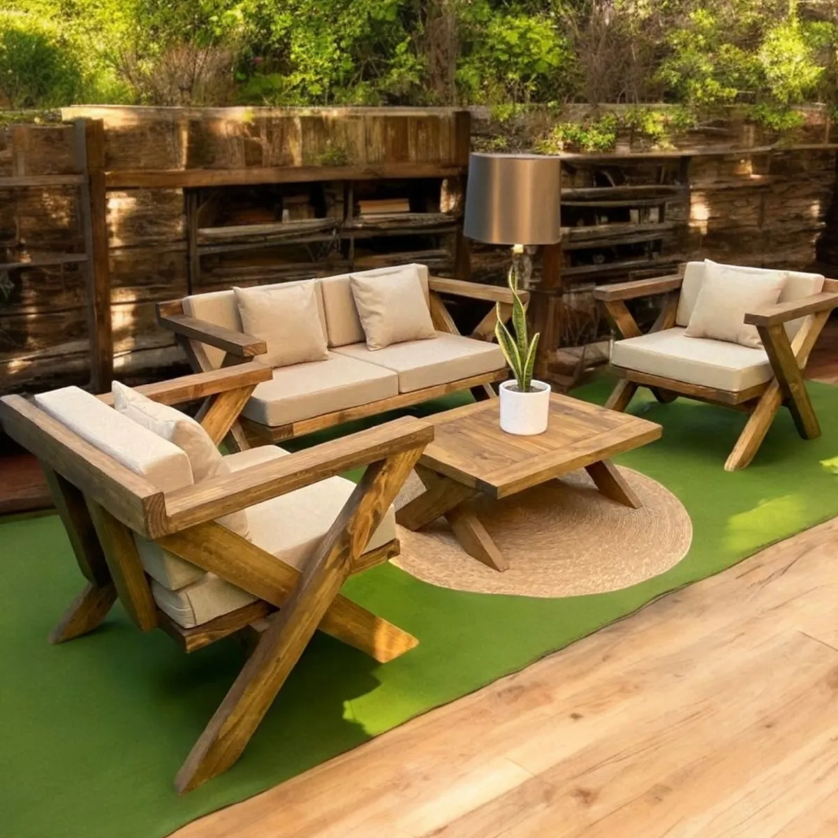 MIARUSTE - TERRAZA RÚSTICA MIARUSTE MODELO EQUIS 4 CUERPOS COLOR ROBLE/CRUDO