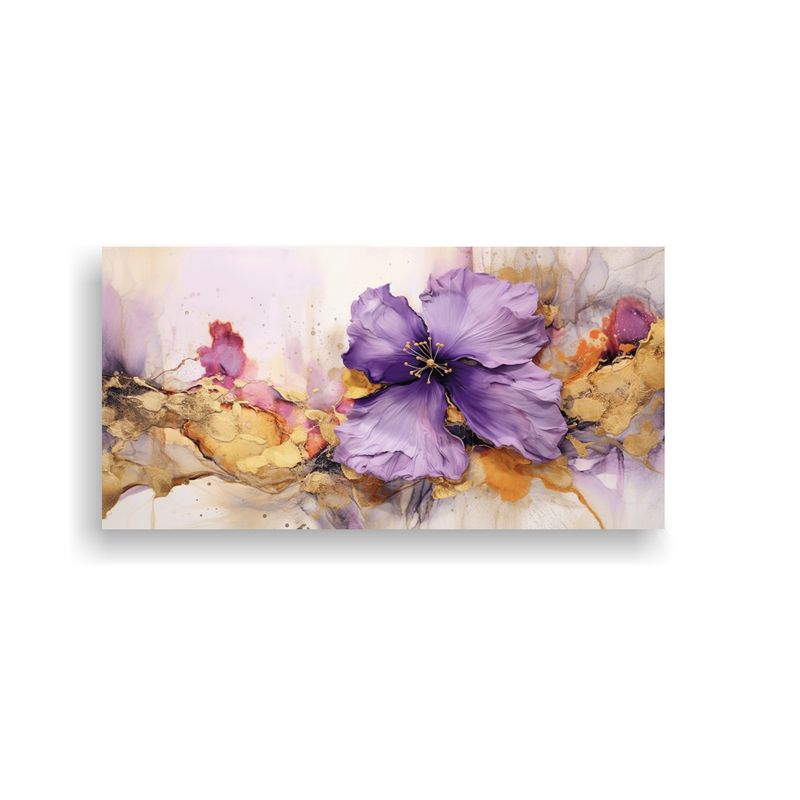 GENERICO - Pintura Tela Abstracta Equilibrio Flores Violetas 60x30 Cm