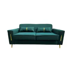 MUEBLES NEW - SOFA PARIS TRES CUERPOS VERDE ESMERALDA LINO