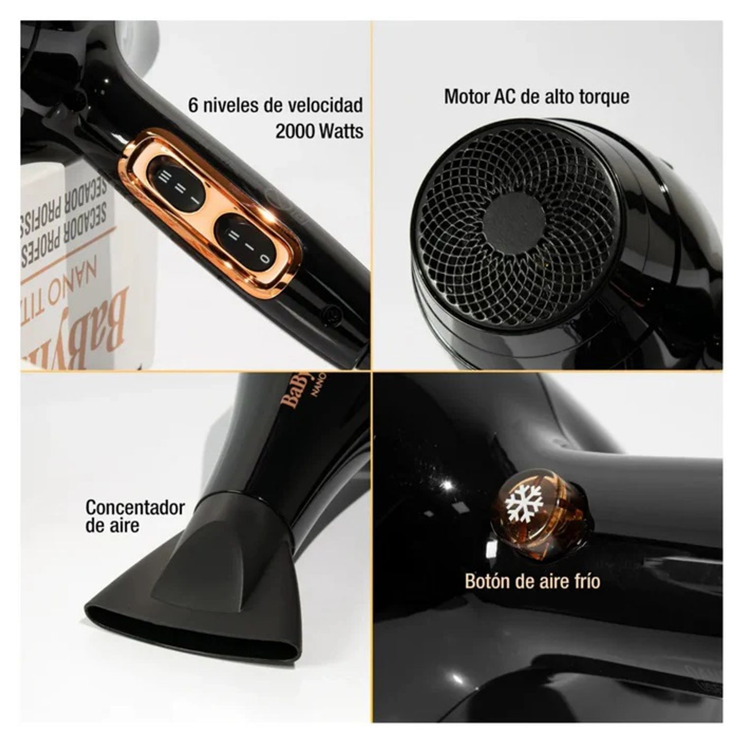 BABYLISS PRO Secador De Pelo Babylisspro Nano Titanium Rose Gold