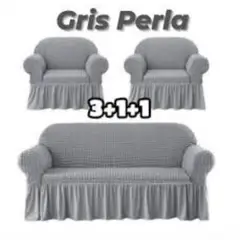 ANGELES DEL HOGAR - CUBRESILLONES FUNDAS PARA SOFA TURCOS JUEGO COMPLETO 3+1+1