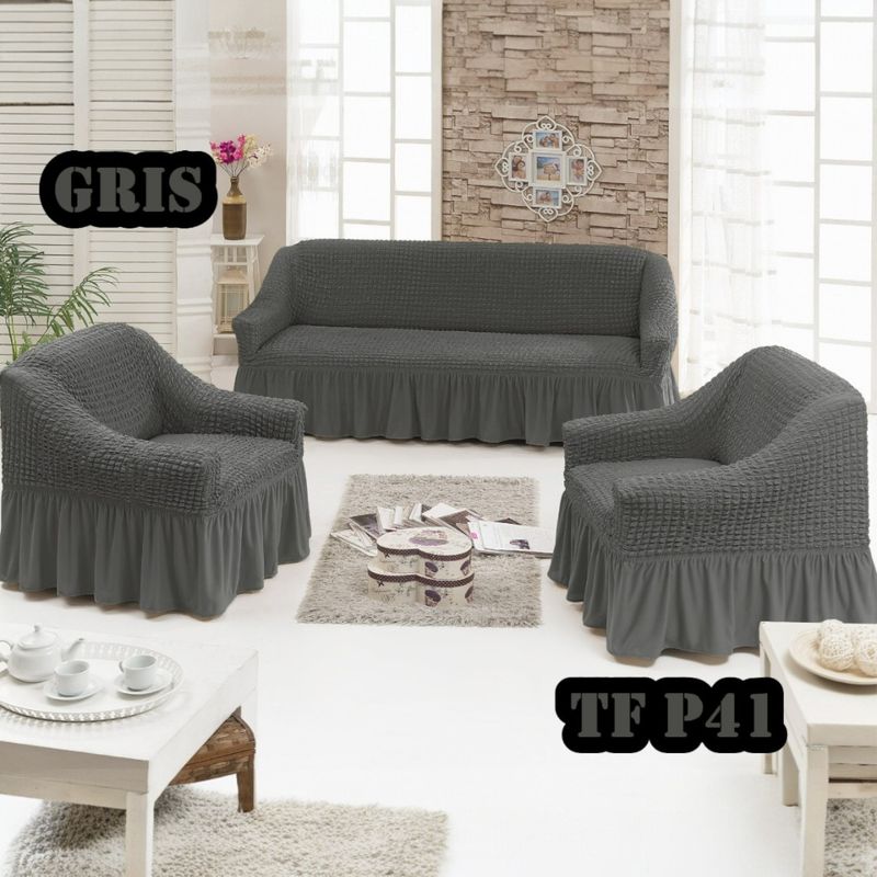 ANGELES DEL HOGAR - CUBRESILLONES FUNDAS PARA SOFA TURCOS JUEGO COMPLETO 3+1+1