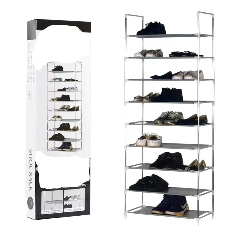 GENERICO - Zapatero Estante 27 Pares 9 Niveles Metálica Y Plástico Color Plateado