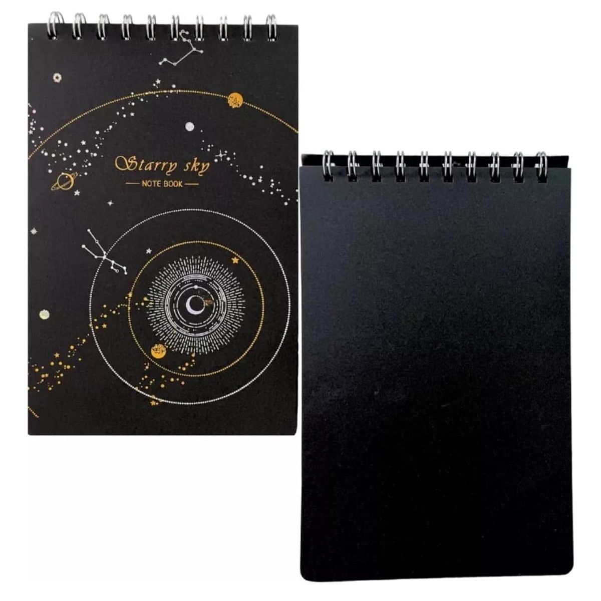 GENERICO - Libreta hojas Negras anillada + Set Lapices Gel 60 colores