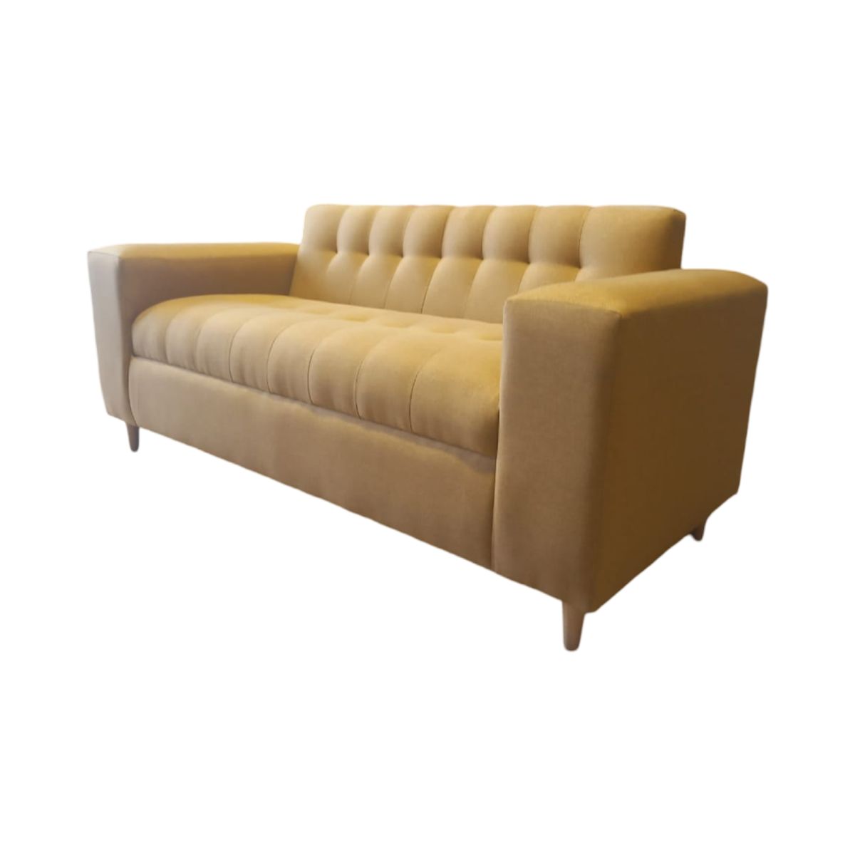 MUEBLES NEW - SOFA DOS CUERPOS MOSTAZA LINO