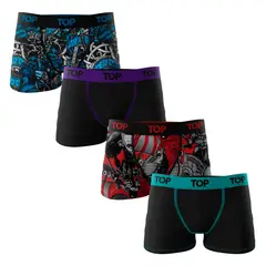 TOP - Bóxer Medio Niño Algodón Pack 4 Guerreros - Vikingos C1