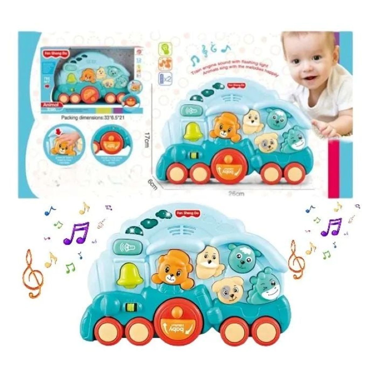 GENERICO - Tren De Animalitos Luces Y Sonido Bebe