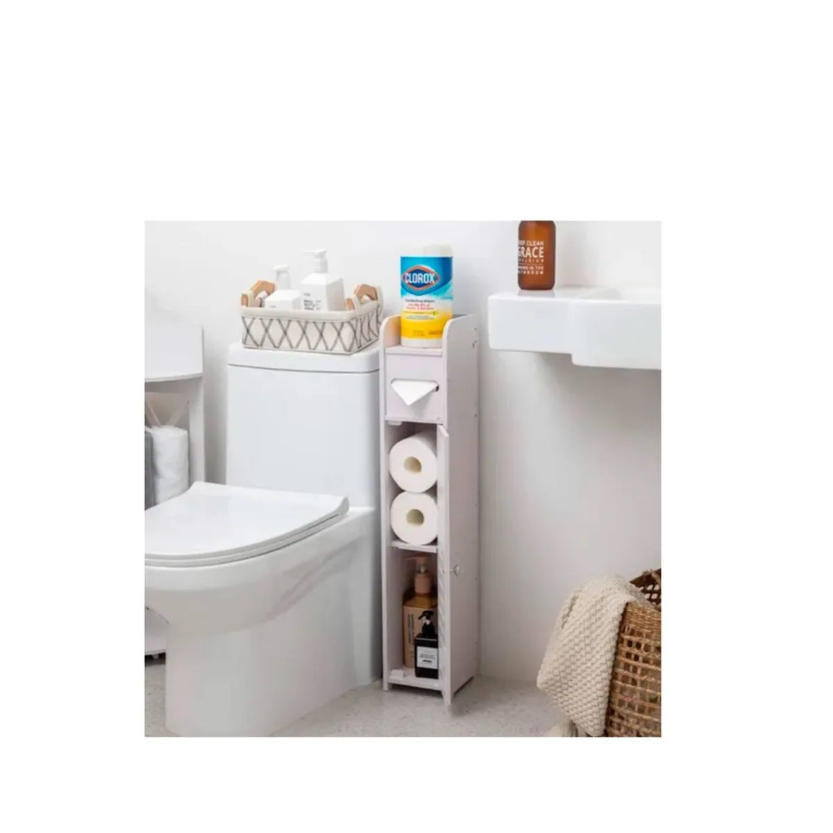 GENERICO - ESTANTE DE BAÑO ORGANIZADOR BLANCO 15X16X80CM