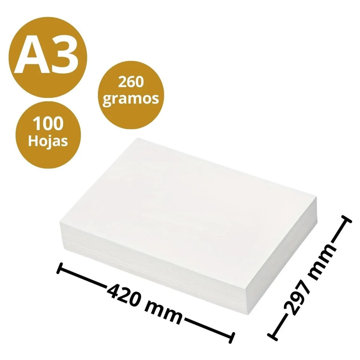 GENERICO - Papel Fotográfico Glossy 260 g A3 Brillante X 100 Hojas