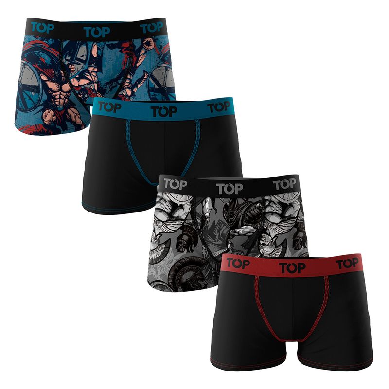 TOP - Bóxer Medio Niño Algodón Pack 4 Guerreros - Espartanos C3 Top