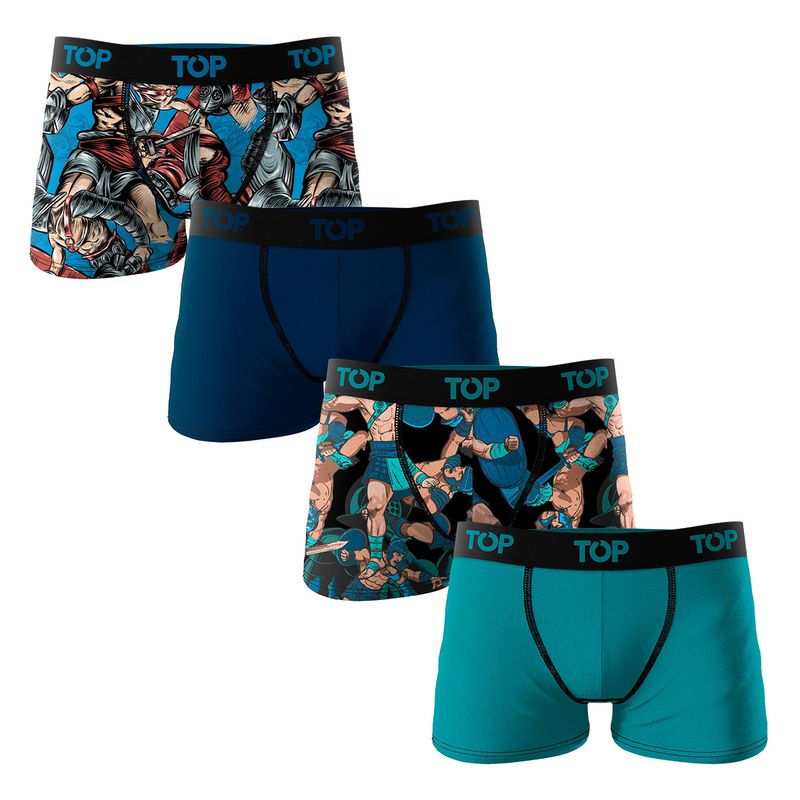 TOP - Bóxer Medio Niño Algodón Pack 4 Guerreros - Gladiadores C4 Top