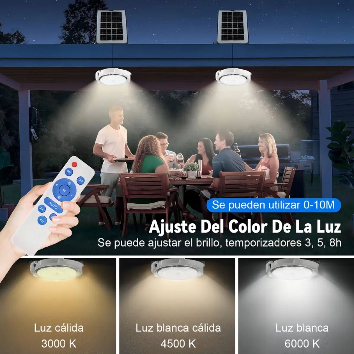 IRM - Lampara Plafon Led Techo Solar 100w Blanco Frio Control Remoto Exterior Interior Sensor FIGOIMPORT