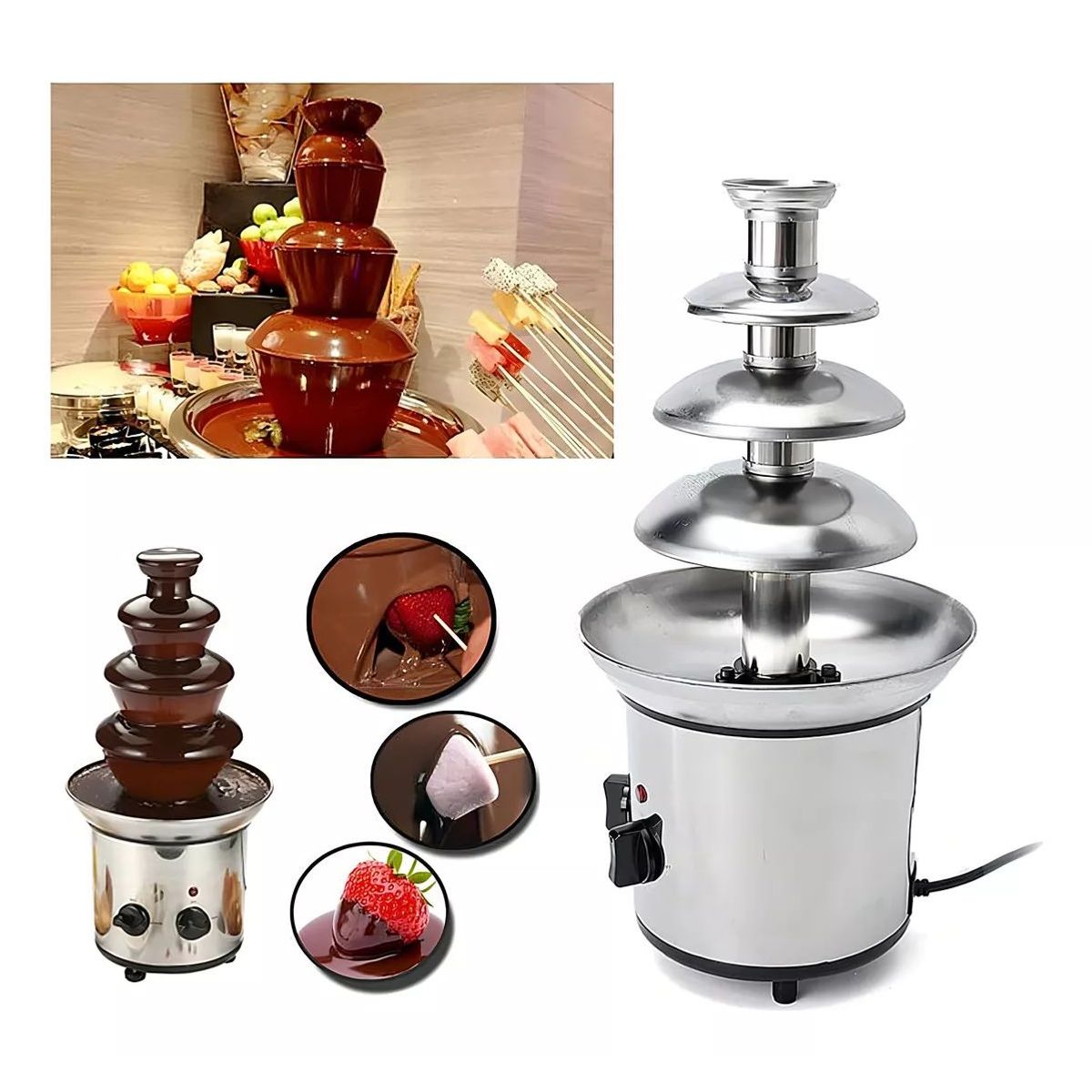 SHOP EHOME BAG - CASCADA FUENTE DE CHOCOLATE FONDUE ACERO INOXIDABLE 4 NIVELES