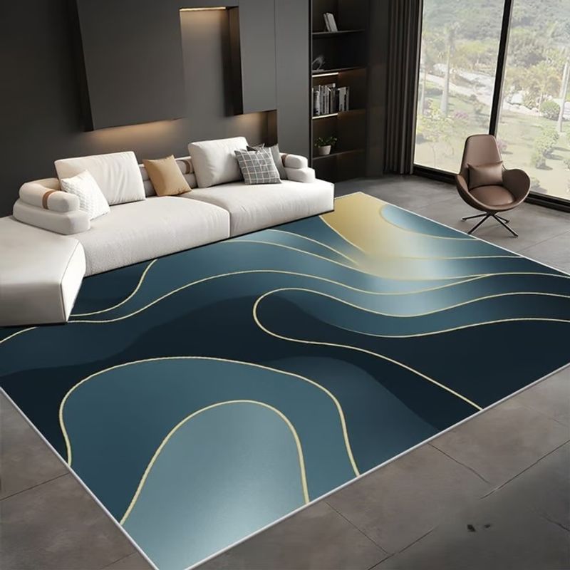 GENERICO - Alfombra Rectangular Antideslizante 180x200 diseño ondas celeste